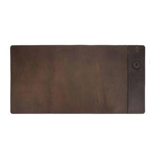lot 10231 image: Hiram Crazy Horse Leather Desk Mat with 15W Wireless Charging - Waterproof and High-End Cowhide Texture for a Comfortable Office Experience(31in x 16in)