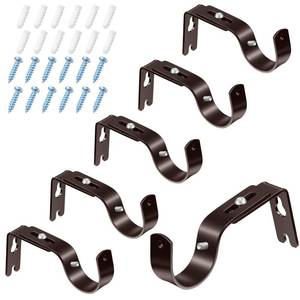 lot 10234 image: 6 Piece General Adjustable Curtain Rod Holder Wall Bracket Hooks - Outside Mounted Blinds Bracket with Screws for 1 Inch Diameter Rod (Bronze)