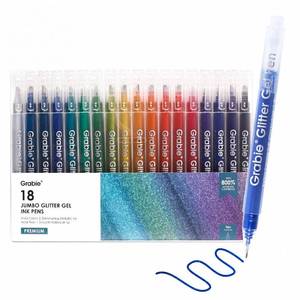 lot 10237 image: Grabie Jumbo Glitter Gel Ink Pen Set Of 18, Metallic Vibrant Sparkle Gel Pens for Coloring, Sparkle Markers, Glitter Pens for Adults (18 Colors Jumbo Gel Pens)