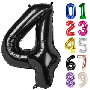 lot 10243 image: 4 Balloon - Black Birthday Number Balloons, 40 Inch Large Foil Balloons for Men Women Boys Girs Black Themed Birthday Decorations