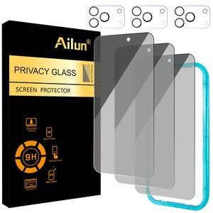 lot 10244 image: Ailun 3Pack for iPhone 17 Pro Privacy Screen Protector 6.3 inch 3Pack Camera Lens Protector with Installation Frame,Dynamic Island Compatible,Anti Spy Tempered GlassNot for iPhone 1717ProMaxAir