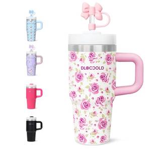 lot 10307 image: DLOCCOLD 16 oz Stainless Steel Tumbler with Lid and Straw, Double Wall Vacuum Insulated Travel Tumbler with Straw Cover Cap, Reusable Travel Coffee Mug, Cupholder Friendly, Leak Resistant