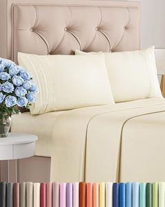 lot 10309 image: Queen Size 4 Piece Sheet Set - Comfy Breathable & Cooling Bed Sheets Set - Hotel Luxury Bedding for Women, Men, Kids, Teens, Boys & Girls - Deep Pockets, Soft and Wrinkle Free - Oeko-Tex - Off White