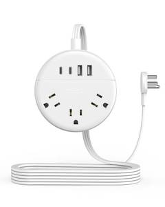 lot 10312 image: Flat Extension Cord 10 ft, NTONPOWER Flat Plug Power Strip with 3 Outlets 4 USB Ports(2 USB C),Ultra Thin Extension Cord Under Carpet, Mountable, Outlet Extender Long Cord for Home Office, Dorm Room