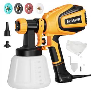 lot 13834 image: VONFORN Paint Sprayer, 700W HVLP Spray Gun with Cleaning & Blowing Joints, 4 Nozzles and 3 Patterns, Easy to Clean, for Furniture, Cabinets, Fence, Walls, Door, Garden Chairs etc. VF803