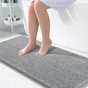 lot 13838 image: OLANLY Bathroom Rugs 50x30, Extra Soft Absorbent Chenille Bath Rugs, Rubber Backing Quick Dry, Machine Washable Bath Mats for Bathroom Floor, Tub and Shower, Home Decor Accessories, Light Grey