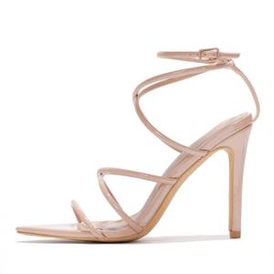 lot 13844 image: Cape Robbin Womens Open Toe Strappy Heels - Elegant Pointy Nude Sandals with Ankle Strap, Genuine Leather Insole & 3.75-inch Stiletto Heel (Ada.a) - Beige Size 8