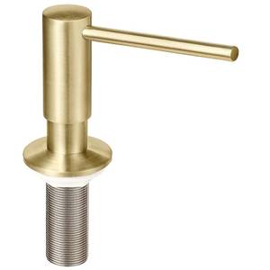 lot 13849 image: EADOT Brushed Gold Built in Dish Soap Dispenser for Kitchen Sink with 17 OZ PET Soap Bottle Refill from The Top, Under Counter Brass Pump Head Liquid Lotion Dispenser, Undermount Copper Pump Head