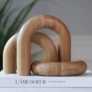lot 13850 image: Product Elevations Wooden Arch Decor Set of 3 - Shelf Decor Aesthetic for Coffee Tables, Bookshelves, & Entryways - Acacia Wood Japandi Home Decor Accents - Modern Decorative Objects