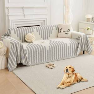 lot 13858 image: HAOMAIJIA Boho Sofa Covers Couch Covers for 3 Cushion Couch Sofa Pet Friendly Soft Thick Non Slip Couch Cover for Dogs Washable Sectional Couch Covers L Shape Furniture Protector (Grey, 71x134)