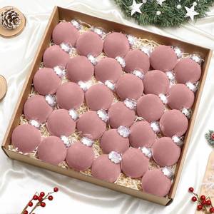 lot 13880 image: 30 pcs Dusty Pink Flocked Velvet Christmas Tree Ball 2.4inch Christmas Tree Ornaments Shatterproof Plastic Decorative Hanging for Xmas Holiday Family Home Store Indoor Decor