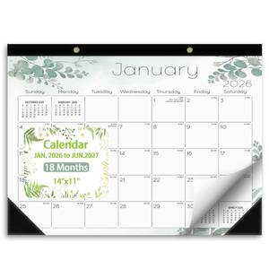 lot 14292 image: Ymumuda Desk Calendar 2026-2027 Wall Calendar 2 in 1, Monthly Desk Calendar 2026 from JAN.2026 to JUN.2027, 18-Month, Large 12�17, Waterproof Cover, Hanging Rope, HomeofficeSchool Planners