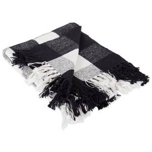 lot 14296 image: DII Buffalo Check Collection Rustic Farmhouse Throw Blanket with Tassles, 50x60, BlackWhite