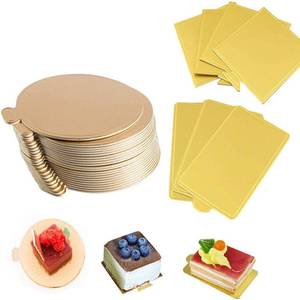 lot 14301 image: Miecux 100-Pack Mini Cake Base Boards, Gold Mousse Cake Cardboard Set, Ideal for Dessert Buffet, Wedding, Parties, Catering Supplies (mixing set)
