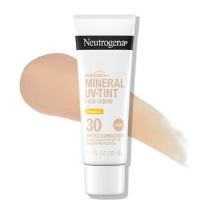 lot 14309 image: Neutrogena Purescreen Mineral UV Tint Face Liquid Tinted Sunscreen - with 100% Mineral Actives & Vitamin E, Enhances Natural Tone, Water Resistant, Broad Spectrum SPF 30, 1.1 fl oz