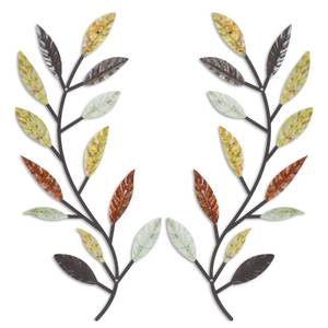 lot 14315 image: Zhengmy 2 Pieces Metal Tree Leaf Wall Decor Vine Olive Branch Leaf Wall Art Living Room, Hallway Wall Decor Outdoor Decoration(Multi Color)
