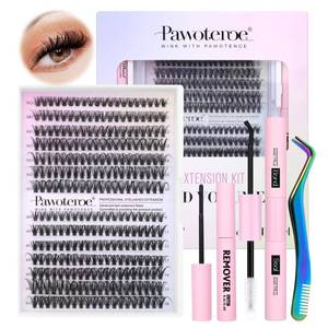 lot 14319 image: Pawotence Lash Extension Kit DIY 280pcs Individual Lash Clusters Kit 30D 40D Cluster Eyelash Extensions Kit with Bond and Seal, Remover, Tweezers for Self Use (30D&40D, 9-16mm, All Kit)