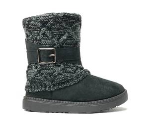 lot 14320 image: REDVOLUTION Kids Boots Toddler Girls Cute 2 Buttons  Rhinestone Faux Fur Suede Knitting Shoe (Toddler 9, 2018 Black)