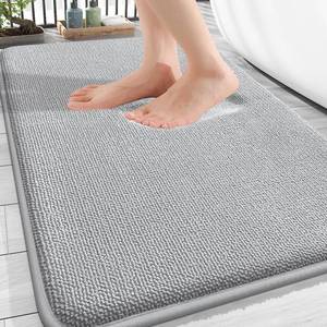 lot 15423 image: OLANLY Thick Memory Foam Bath Mat Rug 30x20, Extra Soft Absorbent Bathroom Rug, Quick Dry Bath Mats, Non-Slip, Machine Washable Carpet for Bathroom, Tub and Shower, Home Decor Accessories, Light Grey