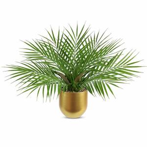 lot 15424 image: Briful Fake Plant 15.7���� Artificial Palm Plant in Gold Pot Real Touch Faux Tropical Palm Tree Houseplant for Home Indoor Living Room Tabletop Balcony Decorations
