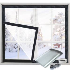 lot 15429 image: Window Insulation Kit for Winter Adjustable Plastic Insulated Window Cover Sealer Reusable Thermal Thicken Clear Insulation Wrap Transparent Film with Hook and Loop Tape for Winterizing 63 x 63
