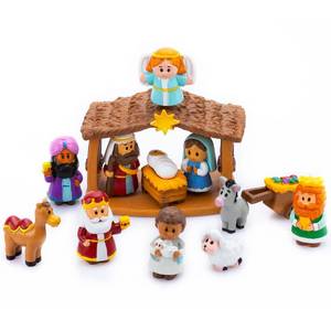 lot 15431 image: JOYIN 13 PCS Christmas Little Nativity Playset, Reenact Miniature Toys Nativity Set, Christmas Manger Scene for Kids, Present, Xmas Decorations