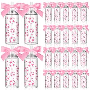 lot 15438 image: Skylety 24 Pcs Pink Soccer Party Supplies 14 oz Soccer Plastic Cups with Lids and Straws Reusable Tumbler for Sports Fans Players Friends Team Gifts Sports Theme Birthday Party Favors