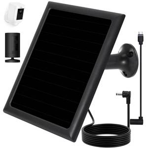 lot 15439 image: Solar Panel Charger for Ring Camera, Compatible with Ri ng Stick Up Cam Battery, Ring Spotlight PlusPro, Ri ng Stick up Pro, Waterproof 6w5v (Black-1Pack)