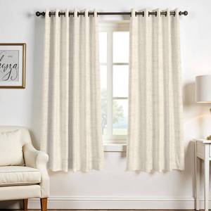 lot 15441 image: Mayfair Linen 3 Ply Natural Linen Curtains 63 Inch Length 2 Panel Set - Bedroom Living Room Curtains 63 Inches Long, Soft, Thick, Textured Window Drapes Semi Sheer Light Filtering Panels (Cream)