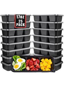 lot 15453 image: WDF 25 Pack Small Meal Prep Containers 3 Compartments with Lids - Disposable Snack Box Container - Disposable Bento Boxes - Reusable Travel Lunch Boxes for HalloweenOfficePicnicMicrowave Safe