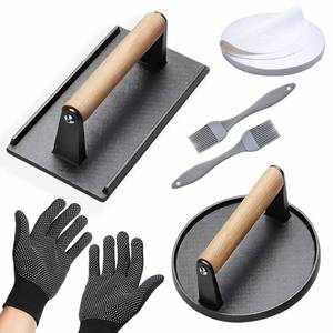 lot 15455 image: Smash Burger Press Kit 56 Pcs,7.9 Inch Cast iron hamburger smasher tool,Burger Smasher, Bacon Press,Burger Tool for Grill and Griddle Accessories,Barbecues and Tailgates