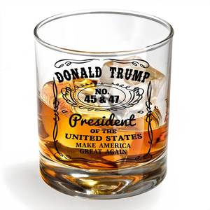 lot 16184 image: Donald Trump Whiskey Glass 9.5 oz, Right Wing, Conservative Gift, Trump For Presidency, Poilitical Gift, 45-47, Unique Gifts for Men, Trump Stuff, MAGA Merch