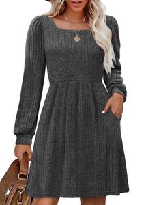 lot 16187 image: OFEEFAN Long Sleeve Tunic Dress for Women Womens Fall Fashion 2025 Deep Grey L
