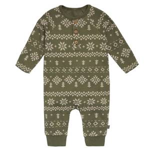 lot 16204 image: Modern Moments by Gerber Baby Boys Henley Waffle-Knit Romper, Fair Isle, 3-6 Months