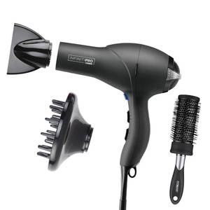 lot 16212 image: Infiniti PRO CONAIR Hair Dryer with Diffuser, Professional AC Motor, Tourmaline Ceramic Technology Blow Dryer, Includes Concentrator and Blowout Brush, Amazon Exclusive, Gray