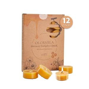 lot 16228 image: 12pack Yellow Beeswax Tealight Candles, 4 Hours Burn Time Handmade Tea Light Candle,Natural Unscented Pure Beeswax Candles for Home Decor,Party,Ambiance
