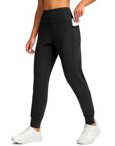 lot 16242 image: Viodia Womens Joggers with Pockets High Waisted Athletic Workout Yoga Jogger Pants for Women Tapered Sweatpants Black L