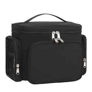 lot 16249 image: Bagmoly Large Makeup Bag, Travel Toiletry Bag for Women, Lightweight Cosmetic Makeup Bag Organizer with Handle and Clear Side Pockets for Traveling, Accessories, Essentials, Toiletries, Black
