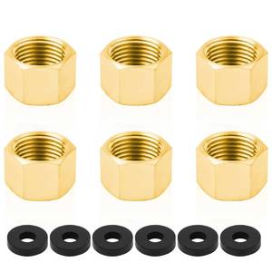 lot 16263 image: 6pcs Brass Pipe Cap with Rubber Gasket, 38 NPT Female Pipe Plug Hex Thread Head Cap Stop Valve Cap Male End Cap Gas Line Cap Plumbing Fittings for Water Line