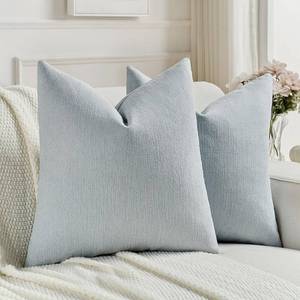 lot 16269 image: FUTEI Dusty Blue Chenille Decorative Throw Pillow Covers 20x20 Inch Set of 2,Soft Cozy Faux Linen Textured Cushion Case,Farmhouse Home Decor for Couch Living Room