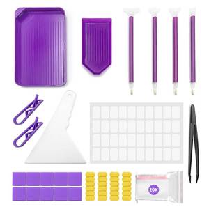 lot 16278 image: FJCTER 45PCs DIY Diamond Painting Tools and Accessories Kit for Kids Adults, Complete Diamond Art Tools with Diamond Art Pens Tweezers Glue Diamond Correction, Diamond Painting Accessories