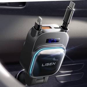 lot 16281 image: LISEN for iPhone 17 Pro Max Retractable Car ChargerUSB C Cable & L Cable, 96W 4 in 1 Fast Charging Retractable Car Charger Cigarette Adapter for iPhone 16 15 14 13 12,Samsung Galaxy S25 S24, Android