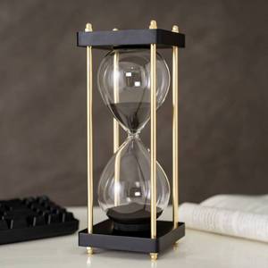 lot 19610 image: Large Sand Timer, Hourglass Timer 60 Minutes,Vintage Wooden Hour Glass Timer,Modern Home Kitchen Office Decoration (Goldenrod Black)