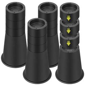 lot 19612 image: 4 Pack Bed Risers 12 or 6 inch Heavy Duty, Adjustable Furniture Risers Lift Height 11.4,9.6, 7.8, 6 For Table Desk Couch Chair Sofa Cabinet Bed Frame Dorm, Round Stackable Table Leg Risers, Black