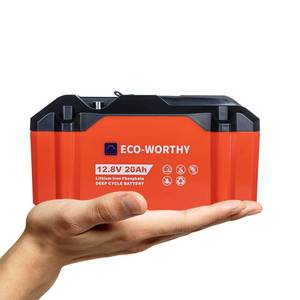 lot 19615 image: ECO-WORTHY Portable 12V Lithium Battery, 12.8V 20Ah Lithium Iron Phosphate DEEP CYCLE BATTERY, Built-in BMS, 4000 Cycles, Perfect for Outdoor Camping Fishing RV Marine Trolling Motor Fishfinder