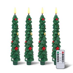 lot 19620 image: AFEIOFT Flameless LED Christmas Tree Candles, 4 Pack �� Battery Operated Holiday Decor with Realistic Tree Texture, Warm Flickering Light, Safe for Kids & Pets, Tabletop & Mantel Decorations