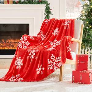 lot 19623 image: BEDELITE Christmas Throw Blanket�� Cozy Holiday Blanket with Red Snowflake Design, Soft Lightweight Fleece Christmas Blanket for Couch & Bed, Festive Home D�cor & Gift, 50x60
