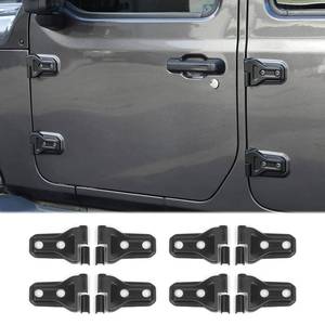 lot 19632 image: 8PCS Door Hinge Cover Trim Accessories for 2018-2024 2025 Jeep Wrangler JL JLU 2020-2024 2025 Jeep Gladiator JT (Matt Black)