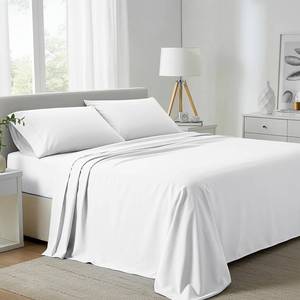 lot 19636 image: Carressa Linen 100% Egyptian Cotton Queen Sheet Set - 800 High Thread Count Egyptian Cotton Sheets Queen Size (4 PC, Crisp White), Soft, Cooling, 16 Deep Pocket Sateen Weave Luxury Hotel Bed Sheet