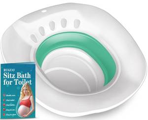 lot 20028 image: RUGUO Sitz Bath for Toilet Seat - Yoni Steam Seat - Sitz Bath for Hemorrhoids and Postpartum Care - Portable Bidet BPA Free - Foldable Basin for Epsom Salt Soak - Green